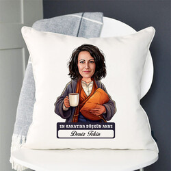 Rahatına Düşkün Anne Karikatürlü Yastık - 2