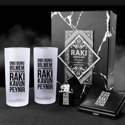 Rakı Koalisyonu Hediyelik Rakı Bardağı ve Sigara Seti Kutusu - 1