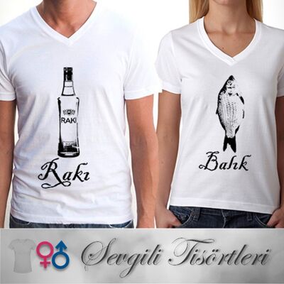 Rakı ve Balık Sevgili Tişörtü - 1