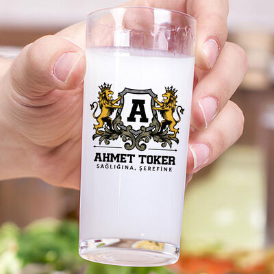 Renkli Aslan Figürlü Kişiye Özel İkili Rakı Bardağı Seti - 3