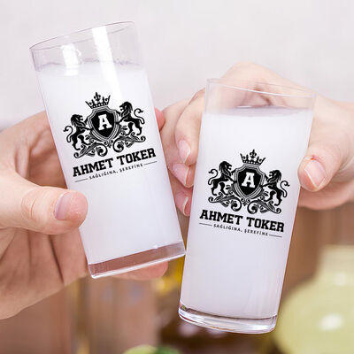 Renkli İsim Yazılı Arkadaşa Hediye İkili Rakı Bardağı Seti - 2