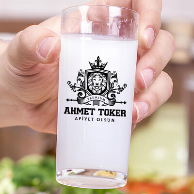 Renkli İsim Yazılı Aslan Figürlü İkili Rakı Bardağı Seti - 3