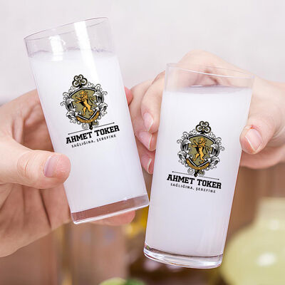 Renkli İsim Yazılı Dosta Hediye İkili Rakı Bardağı Seti - 2