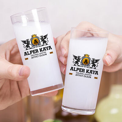 Renkli İsim Yazılı Hediyelik İkili Rakı Bardağı Seti - 2