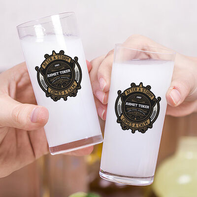 Renkli Kişiye Özel İkili Rakı Bardağı Seti - 2