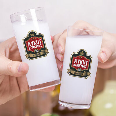 Renkli Spesial Doğum Günü Temalı İkili Rakı Bardağı Seti - 2