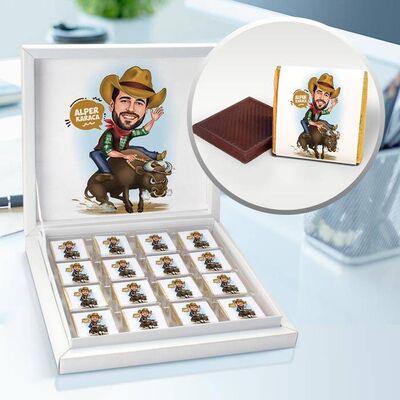 Rodeo Yapan Kovboy Karikatürlü Çikolata Kutusu - 1