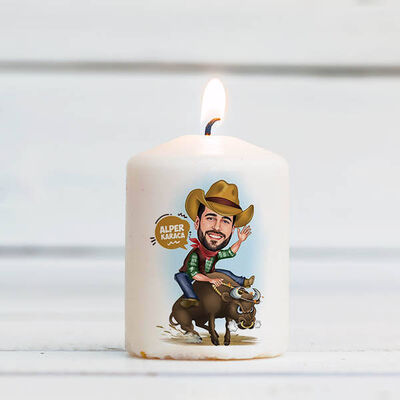 Rodeo Yapan Kovboy Karikatürlü Mum - 1