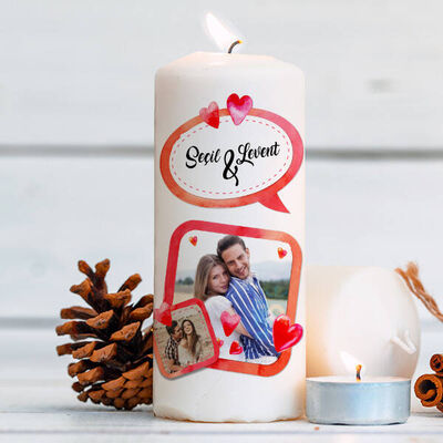 Romantik Aşıklar Fotoğraflı Mum - 1
