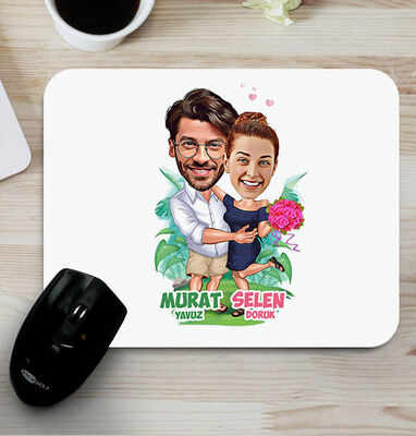 Romantik Aşıklar Karikatürlü Mouse Pad - 1