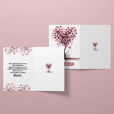 Romantik Aşk Ağacı Tebrik Kartı - 1