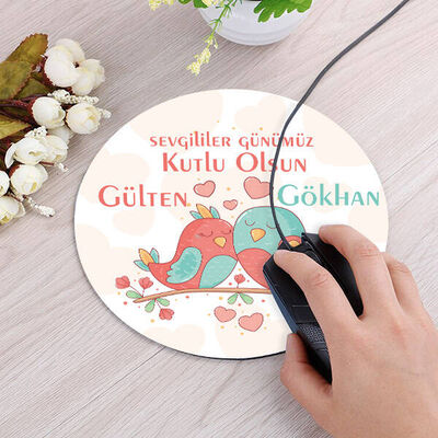 Romantik Çiftler Yuvarlak Mousepad - 1