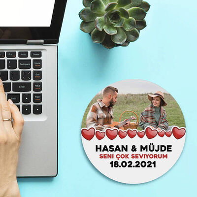 Romantik Fotoğraflı Yuvarlak Mousepad - 1