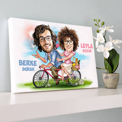 Romantik Hayaller Karikatürlü Kanvas Tablo - 1