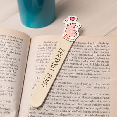 Romantik Kalp İsimli Ahşap Kitap Okuma Ayracı - 3