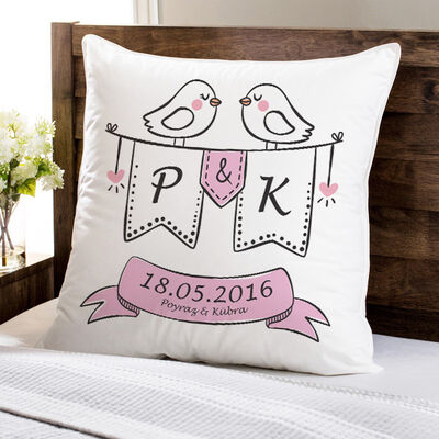 Romantik Kuşlar İsme Özel Yastık - 1