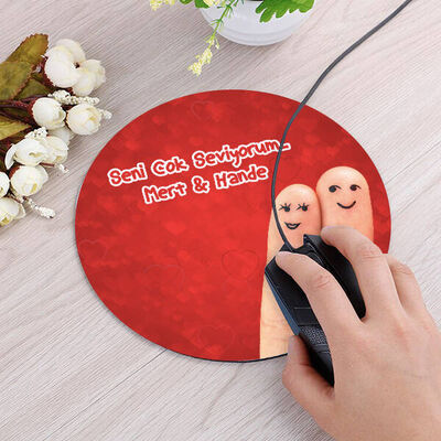 Romantik Parmaklar Yuvarlak Mousepad - 1