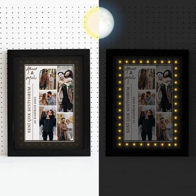 Romantik Sevgililer Fotoğraflı Işıklı Tablo - 2