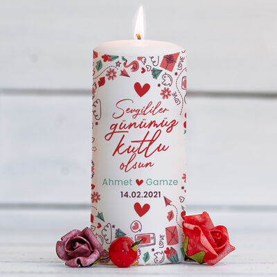Romantik Simgeler İsimli Mum - 1