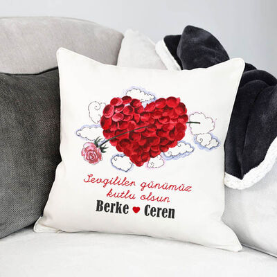 Romantik Tasarımlı Kişiye Özel Yastık - 1