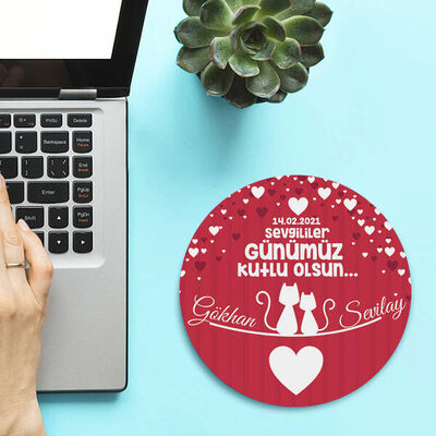 Romantil Sevgililer Günü Yuvarlak Mousepad - 1