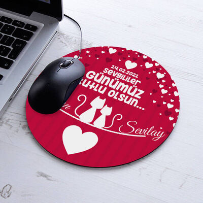 Romantil Sevgililer Günü Yuvarlak Mousepad - 2