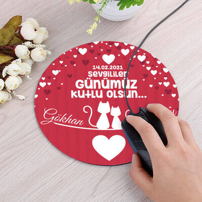 Romantil Sevgililer Günü Yuvarlak Mousepad - 3