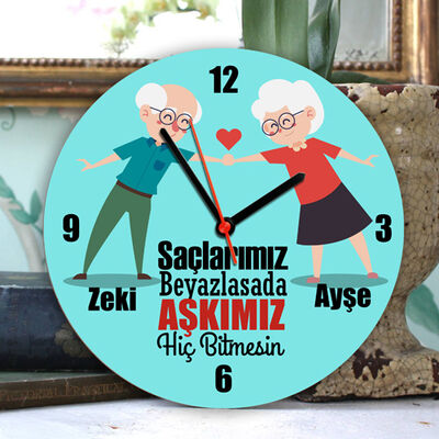 Saçlarımız Beyazlasa da Birlikteyiz Duvar Saati - 1