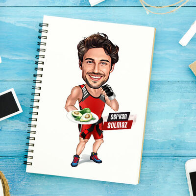 Sağlıklı Beslenen Sporcu Erkek Karikatürlü Defter - 1