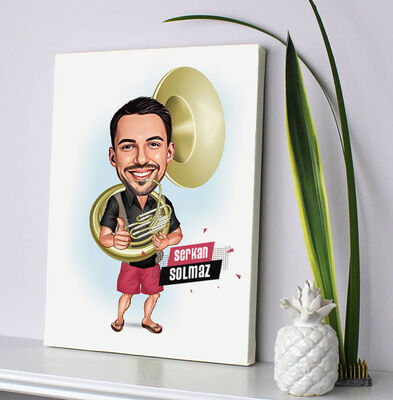 Saksafoncu Erkek Karikatürlü Kanvas Tablo - 1