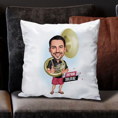 Saksafoncu Erkek Karikatürlü Yastık - 1