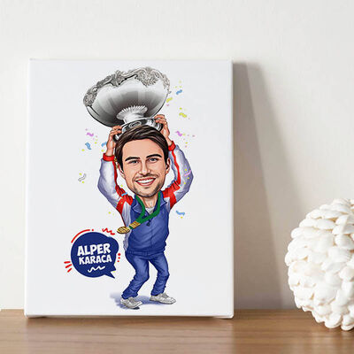 Şampiyon Erkek Karikatürlü Tablo - 1