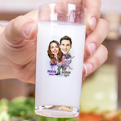 Sana Aşığım Karikatürlü İkili Rakı Bardağı Seti - 3