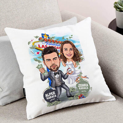 Şanslı Çiftler Karikatürlü Yastık - 1