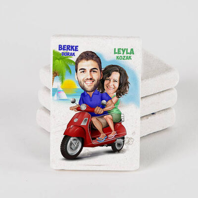 Scooter Aşıkları Karikatürlü Taş Buzdolabı Magneti - 1