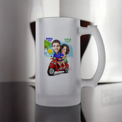 Scooter ile Gezinti Karikatürlü Bira Bardağı - 4