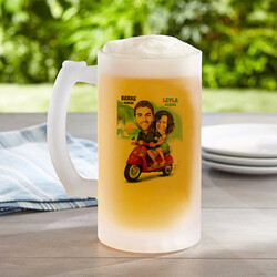 Scooter ile Gezinti Karikatürlü Bira Bardağı - 3