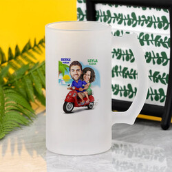 Scooter ile Gezinti Karikatürlü Bira Bardağı - 2