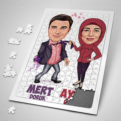 Sen Hayatımın Anlamısın Sevgilim Karikatürlü Puzzle - 1
