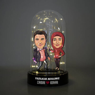 Seni Asla Bırakmam Karikatürlü Işıklı Fanus Biblo - 1
