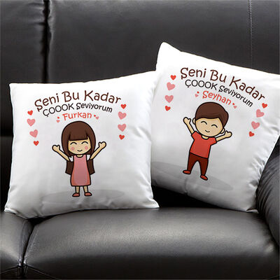 Seni Bu Kadar Çook Seviyorum 2'li Yastık - 1