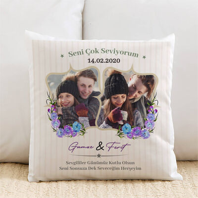 Seni Çok Seviyorum Fotoğraflı Yastık - 1