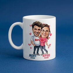 Seni Seviyorum Aşkım Karikatürlü Bardak ve Kitap - 3