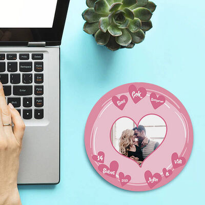 Seni Seviyorum Fotolu Yuvarlak Mousepad - 3
