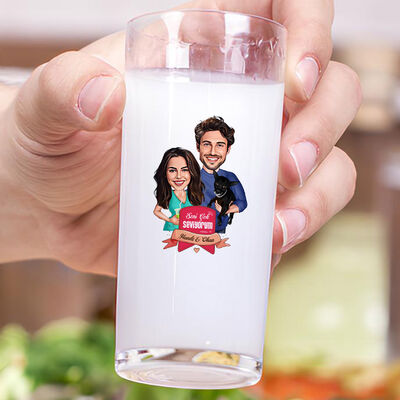 Seni Seviyorum Karikatürlü İkili Rakı Bardağı Seti - 3