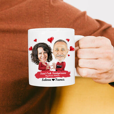 Seni Seviyorum Karikatürlü Sevgili Bardağı - 3