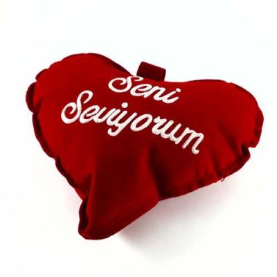Seni Seviyorum Yazılı Mini Kalp Yastık - 2