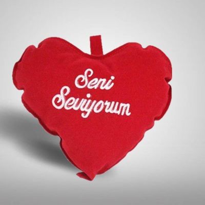 Seni Seviyorum Yazılı Mini Kalp Yastık - 3