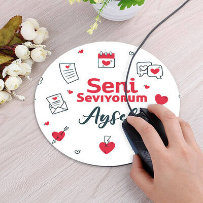 Seni Seviyorum Yuvarlak Mousepad - 3