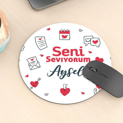 Seni Seviyorum Yuvarlak Mousepad - 4
